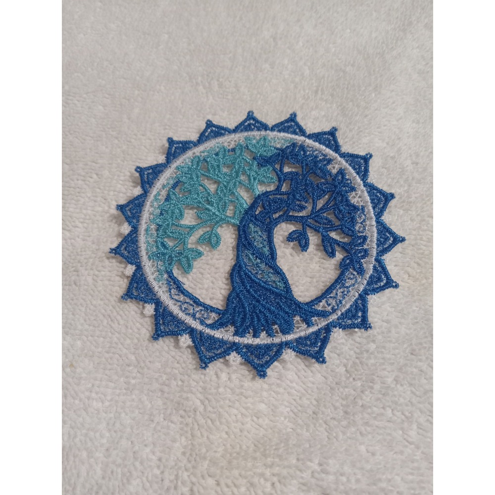 Blue Tree of‎ Life Mandala Embroidered Patch Applique Craft Decoration